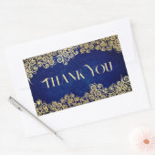 Elegante Barokke Navy En Gouden Klasse Bruiloft  Rechthoekige Sticker (Envelop)