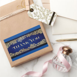 Elegante Barokke Navy En Gouden Klasse Bruiloft  Rechthoekige Sticker