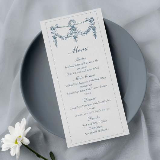 Elegante Barokke Ornament Trouwmenu Menu