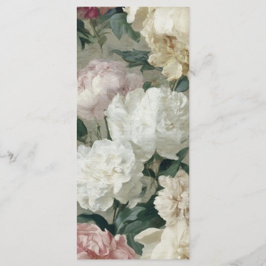 Elegante  barokke pastelbloemen bruiloft menu (Achterkant)