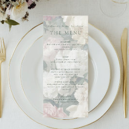 Elegante  barokke pastelbloemen bruiloft menu