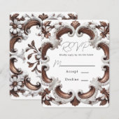 Elegante barokke rococo stijl bruiloft RSVP kaartje (Voorkant / Achterkant)
