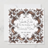 Elegante barokke rococo stijl save the date (Voorkant)