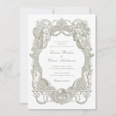 Elegante  barokke salie Toile Lijst bruiloft Kaart (Voorkant)