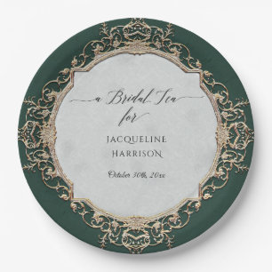 elegante barokke smaragd n gouden bruidsthee papieren bordje