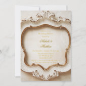 Elegante barokke stijl witte gouden bruiloft kaart (Voorkant)