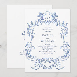 Elegante Barokke Stofblauwe Lijst Oefendiner Kaart