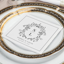 Elegante Barokke Wapen Monogram Huwelijk