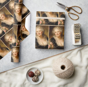 Elegante barokvrouw in laag uitgesneden jurk cadeaupapier