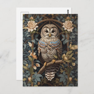 Elegante Barred Owl William Morris Geïnspireerd Briefkaart