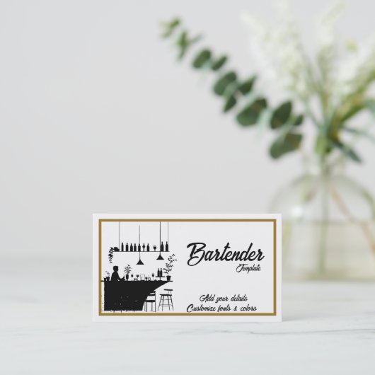 Elegante bartender cocktail visitekaartjes (Staand voorkant)