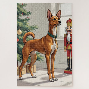 Elegante Basenji-hond Notenkraker Modern Kerstmis Legpuzzel