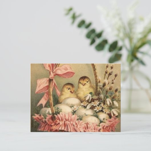 ELEGANTE BASKET, KIKENS, VLOEREN EN EENVOUDIGE EIE FEESTDAGENKAART (Staand voorkant)