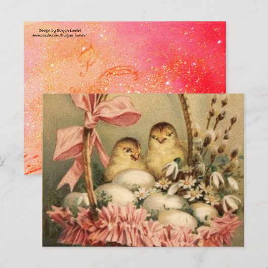 ELEGANTE BASKET, KIKENS, VLOEREN EN EENVOUDIGE EIE FEESTDAGENKAART (Voorkant / Achterkant)