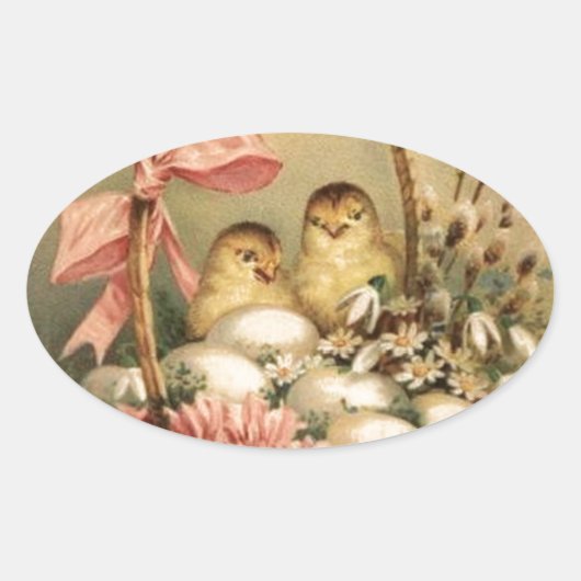 ELEGANTE BASKET, KIKENS, VLOEREN EN EENVOUDIGE EIE OVALE STICKER (Voorkant)