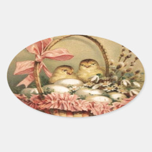 ELEGANTE BASKET, KIKENS, VLOEREN EN EENVOUDIGE EIE OVALE STICKER