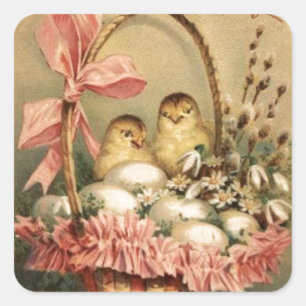 ELEGANTE BASKET, KIKENS, VLOEREN EN EENVOUDIGE EIE VIERKANTE STICKER