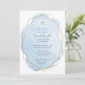 Elegante bat mitswa, blauwe Waterverf, dubbelzijdi Kaart (Staand voorkant)