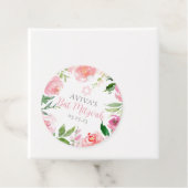 Elegante bat mitswa gepersonaliseerde roze bloempa bedankjes labels (In situ)