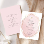 Elegante bat mitswa, roze Waterverf, dubbelzijdig Kaart<br><div class="desc">Dit moderne ontwerp is voorzien van uw aangepaste tekst op een waterverf splash geschetst in een geometrisch gevormd lijst. Gebruik het sjabloon formulier om jouw tekst toe te voegen.. Met de geavanceerde bewerkingsmenu's, die u kunt openen door te kiezen voor bewerken met de "Design Tool", kunt u de lettertypen en...</div>