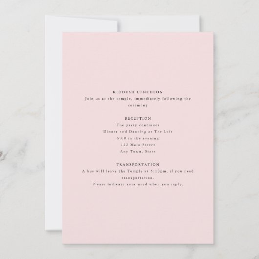 Elegante bat mitswa, roze Waterverf, dubbelzijdig Kaart (Achterkant)