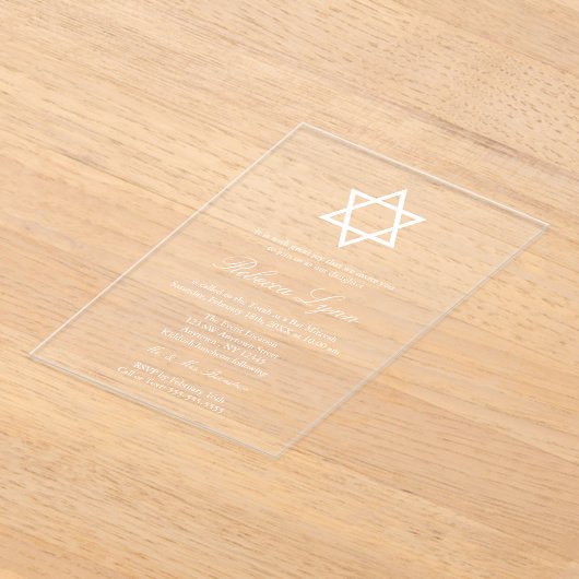 Elegante Bat Mitzvah Acryl Uitnodigingen (Laagn)