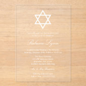Elegante Bat Mitzvah Acryl Uitnodigingen (Voorkant)