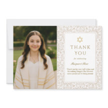 Elegante Bat Mitzvah bedankkaart