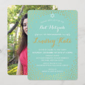 ELEGANTE BAT MITZVAH mini rustieke gouden confetti Kaart (Voorkant / Achterkant)