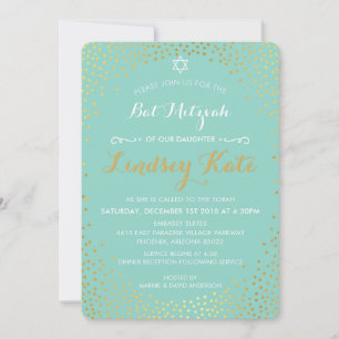 ELEGANTE BAT MITZVAH mini rustieke gouden confetti Kaart
