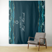 Elegante Bat Mitzvah Party Blauwgroen gouden fotoc Wandkleed (In situ)