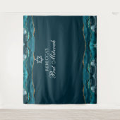 Elegante Bat Mitzvah Party Blauwgroen gouden fotoc Wandkleed (Voorkant)