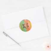 Elegante Bat Mitzvah Perzik en Groene Streep Ronde Sticker (Envelop)