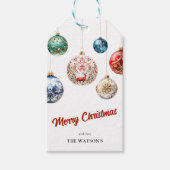 Elegante Bauble Feestelijke Kerstmis Cadeaulabel (Voorkant)