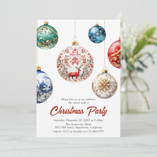 Elegante Bauble Feestelijke Kerstmis | Feestdag Kaart (Staand voorkant)