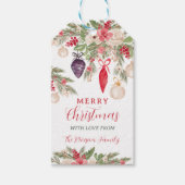 Elegante bauble pine bloemige waterverf kerst cadeaulabel (Voorkant)