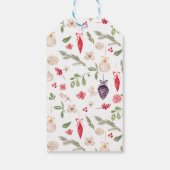 Elegante bauble pine bloemige waterverf kerst cadeaulabel (Achterkant)