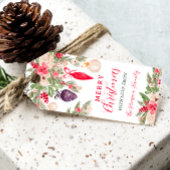 Elegante bauble pine bloemige waterverf kerst cadeaulabel