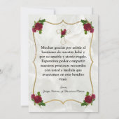 Elegante Bautismo de Bebé de Oro Rosa Rojo Gracias Bedankkaart (Achterkant)