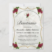 Elegante Bautismo de Bebé de Oro Rosa Rojo Kaart (Voorkant)