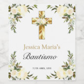 Elegante Bautismo Floral Blanco Wijn Etiket (Enkel label)