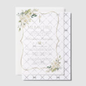 Elegante Bautizo Con Blanca Flores Gouden Doop Vellum Uitnodigingen (Offset (Uitnodiging))