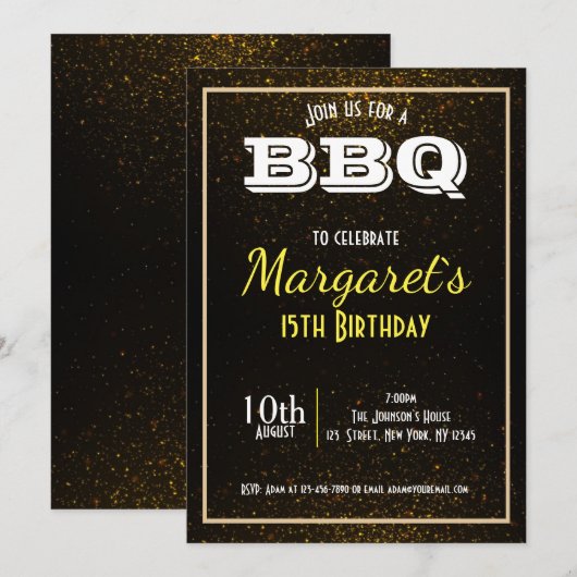 Elegante BBQ verjaardagsfeestje uitnodigen Kaart (Voorkant / Achterkant)