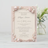 Elegante Be-editbare Roze en Witte Parels Baby Kaart (Staand voorkant)