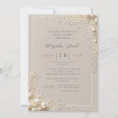 Elegante Be werkbare Crème Kweek Parel Bruidsdouch Kaart (Voorkant)