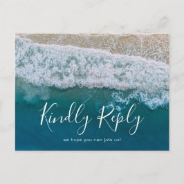 Elegante Beach Blauwe Oceaan Trouw RSVP Uitnodiging Briefkaart