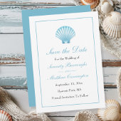 Elegante Beach Blue Shell bruiloft Save the Date Aankondiging