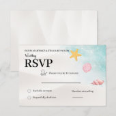 Elegante Beach Bruiloft RSVP Kaart (Voorkant / Achterkant)