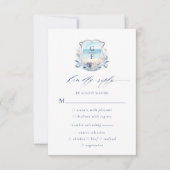 Elegante Beach Crest Monogram bruiloft RSVP Kaartje (Voorkant)