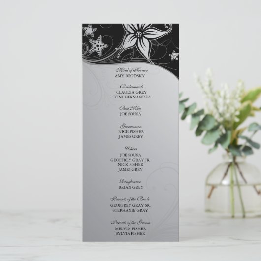 Elegante Beach Destination Wedding Thema Programma Programmakaart (Staand voorkant)